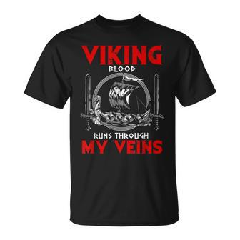 Viking Blood Runs Through My Veins Viking Odin T-Shirt - Seseable