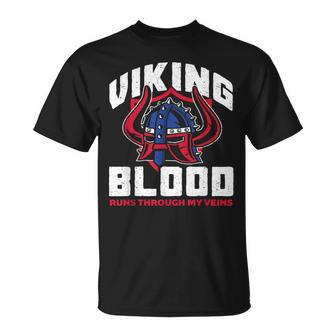 Viking Blood Runs Through My Veins Proud Norwegian Viking T-Shirt - Seseable