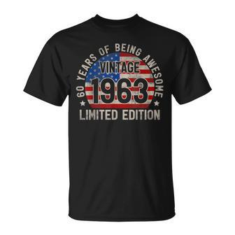 Vintage 1963 Turning 60 Bday 60 Years Old 60Th Birthday T-shirt - Thegiftio UK