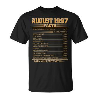 Vintage 21Th Birthday Made In August 1997 Facts Unisex T-Shirt | Mazezy