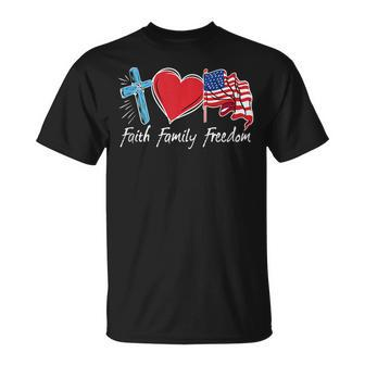 Vintage 4Th Of July Faith Family Freedom Usa Flag Patriotic  Unisex T-Shirt