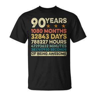 Vintage 90Th Birthday 90 Years Old 1080 Months T-Shirt - Thegiftio UK