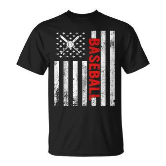 Vintage American Flag Baseball Men Boys Apparel Dad 4Th July Funny Gifts For Dad Unisex T-Shirt | Mazezy