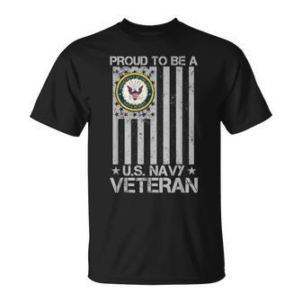 Vintage American Flag Proud To Be A Us Navy Military Veteran Unisex T-Shirt | Mazezy