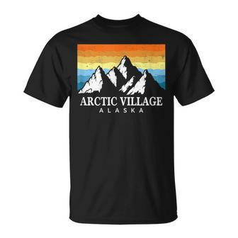 Vintage Arctic Village Alaska Mountain Print T-Shirt | Mazezy