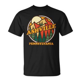 Vintage Ashville Pennsylvania Mountain Hiking Souvenir Print T-Shirt | Mazezy