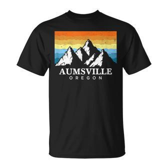 Vintage Aumsville Oregon Mountain Hiking Souvenir Print T-Shirt | Mazezy UK