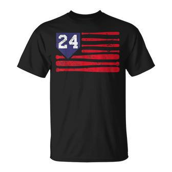Vintage Baseball Fastpitch Softball 24 Jersey Number Unisex T-Shirt | Mazezy DE