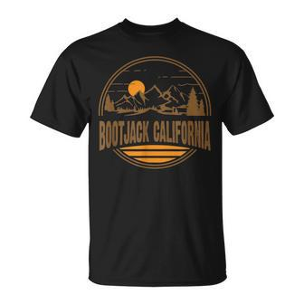 Vintage Bootjack California Mountain Hiking Souvenir Print T-Shirt | Mazezy