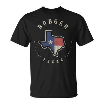 Vintage Borger Texas State Flag Map Souvenir T-Shirt | Mazezy