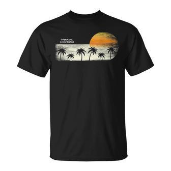 Vintage Cayucos Ca Ocean Sunset And Palm Trees T-Shirt | Mazezy