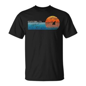 Vintage Cayucos Ca Retro 80S Shark Fin Sunset T-Shirt | Mazezy
