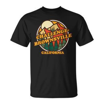 Vintage Challenge-Brownsville California Mountain Hiking Pr T-Shirt | Mazezy