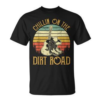 Vintage Chillin On The Dirt Road Retro Country Music Western T-Shirt - Seseable