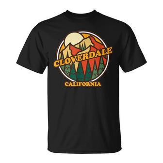 Vintage Cloverdale California Mountain Hiking Souvenir Print T-Shirt | Mazezy
