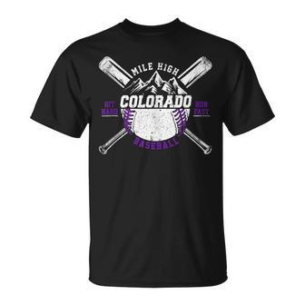Vintage Colorado Rocky Mountains Retro Baseball Fan Unisex T-Shirt - Seseable