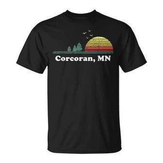Vintage Corcoran Minnesota Home Souvenir Print T-Shirt | Mazezy