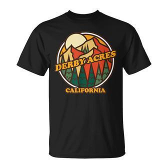 Vintage Derby Acres California Mountain Hiking Souvenir Pri T-Shirt | Mazezy