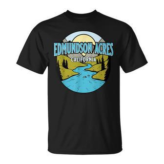 Vintage Edmundson Acres California River Valley Print T-Shirt | Mazezy
