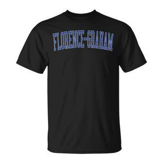 Vintage Florence-Graham Ca Distressed Blue Varsity Style T-Shirt | Mazezy