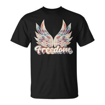 Vintage Freedom Wings 4Th Of July Patriotic Angel Wings Usa  Patriotic Funny Gifts Unisex T-Shirt