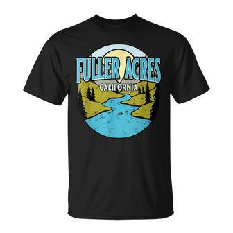 Vintage Fuller Acres California River Valley Souvenir Print T-Shirt | Mazezy DE