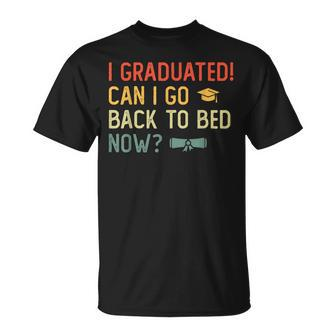 Vintage Graduation 2023 I Graduated Can I Go Back To Bed Now Unisex T-Shirt | Mazezy