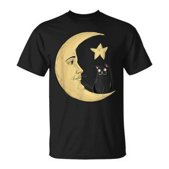 Vintage Halloween Beistle Cat On The Moon Halloween Gift Moon Funny Gifts Unisex T-Shirt | Mazezy