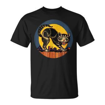 Vintage Halloween Cat Its Retro Spooky Halloween Funny Gifts Unisex T-Shirt | Mazezy