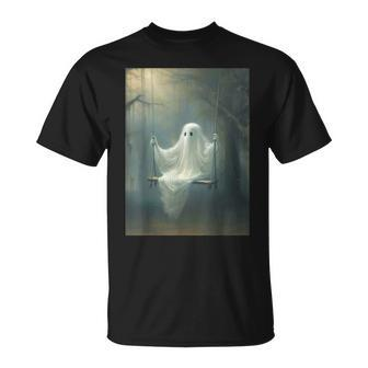 Vintage Halloween Costume Ghost Swing In The Forest Gothic T-Shirt - Seseable