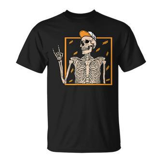 Vintage Halloween Skeleton Rock On Hand Skeleton Men Boys T-Shirt