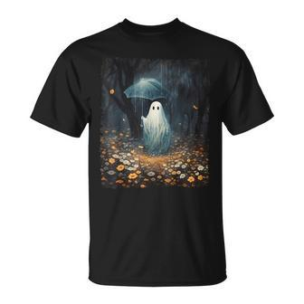 Vintage Halloween Spooky Ghost In The Forest Umbrella Gothic T-Shirt - Seseable