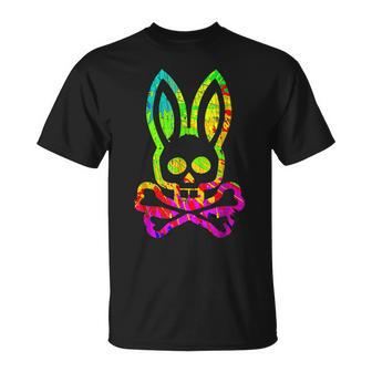 Vintage Horror Bunny Rabbit Face Tie Dye Happy Easter Day Rabbit T-Shirt | Mazezy