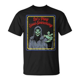 Vintage Horror Soul Searching Grim Reaper Reaper T-Shirt | Mazezy