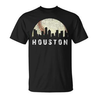 Vintage Houston Skyline City Baseball Met At Gameday T-Shirt | Mazezy UK