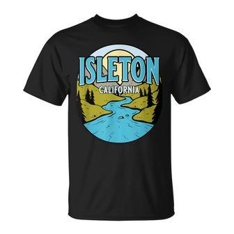 Vintage Isleton California River Valley Souvenir Print T-Shirt | Mazezy