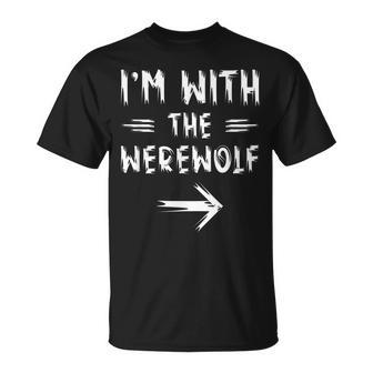 Vintage I´M With The Werewolf Full Moon Wolf Halloween Party Gifts For Wolf Lovers Funny Gifts Unisex T-Shirt