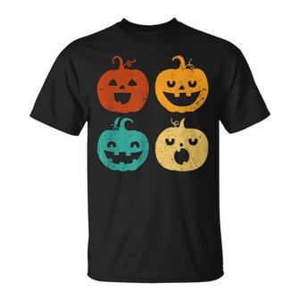 Vintage Jackolantern Pumpkin Boy Girl Funny Retro Halloween Pumpkin Funny Gifts Unisex T-Shirt | Mazezy