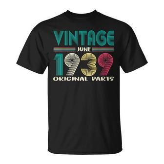 Vintage June 1939 80Th Gifts Birthday Unisex T-Shirt | Mazezy