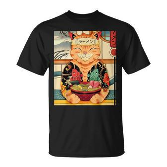 Vintage Kawaii Cat Anime Lovers Japanese Ramen Lovers T-shirt - Thegiftio UK