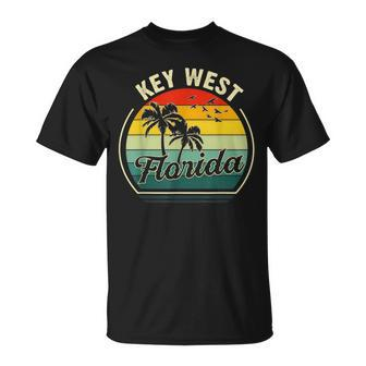 Vintage Key West Beach Floria Summer Vacation Sunset Palm Key West Funny Gifts Unisex T-Shirt | Mazezy