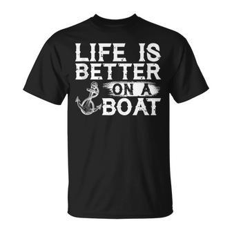 Vintage Life Is Better On A Boat Sailing Fishing T-Shirt - Seseable