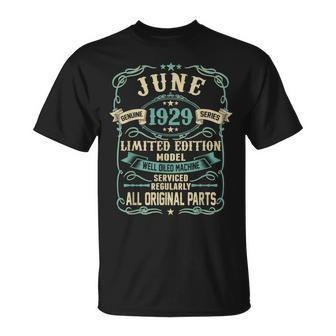 Vintage Made In June 1929 90Th Years Old Birthday Unisex T-Shirt | Mazezy