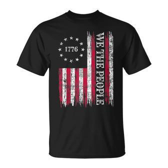 Vintage Old American Flag Patriotic 1776 We The People Usa Patriotic Funny Gifts Unisex T-Shirt | Mazezy