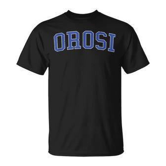 Vintage Orosi Ca Distressed Blue Varsity Style T-Shirt | Mazezy