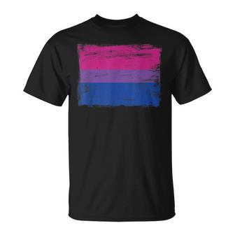 Vintage Painted Bisexual Pride Flag Pink Purple Blue Unisex T-Shirt | Mazezy DE