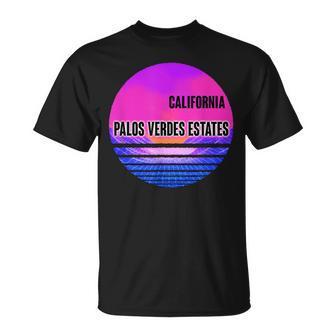Vintage Palos Verdes Estates Vaporwave California T-Shirt | Mazezy DE
