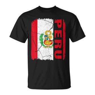 Vintage Peruvian Flag Peru Pride Roots Heritage Gift Unisex T-Shirt - Seseable