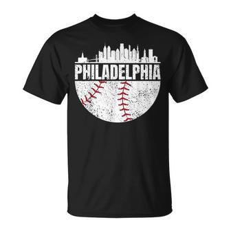 Vintage Philadelphia Skyline Baseball Retro Cityscap T-Shirt | Mazezy