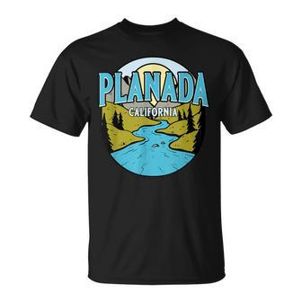 Vintage Planada California River Valley Souvenir Print T-Shirt | Mazezy